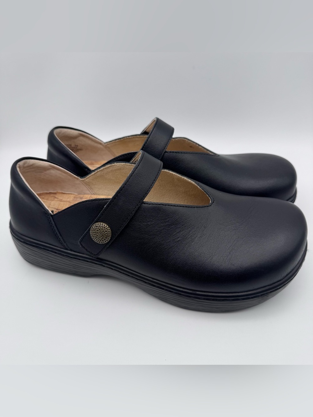 Alegria Ophelia V-Cut Leather Mary Jane Comfort Shoes Black Women EU 38 / 8-8.5